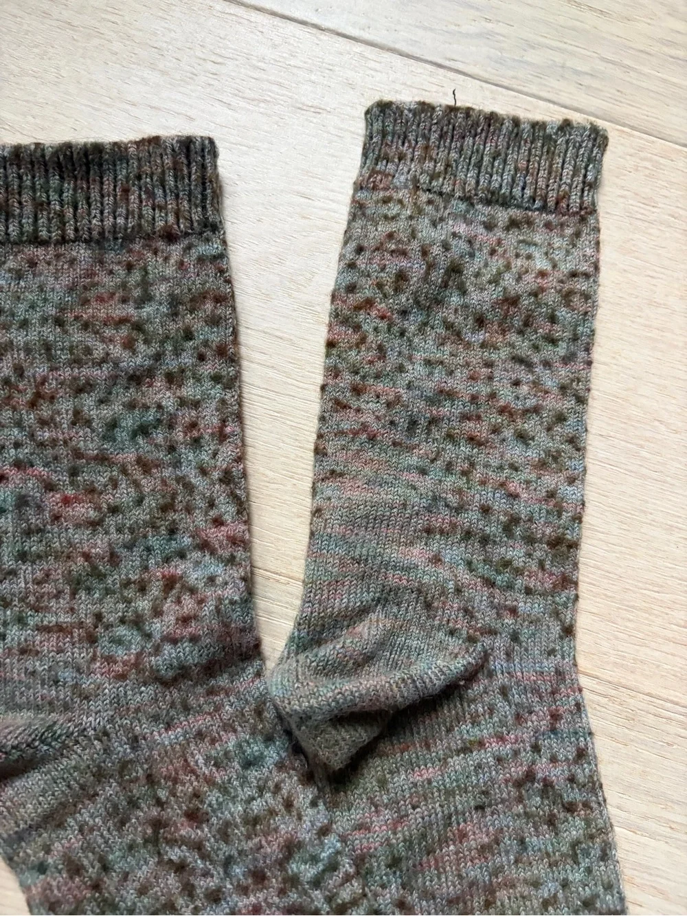 Wool Blend Crew Socks - Olive Multicolor